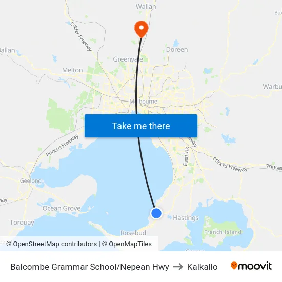 Balcombe Grammar School/Nepean Hwy to Kalkallo map