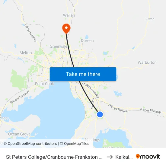 St Peters College/Cranbourne-Frankston Rd to Kalkallo map