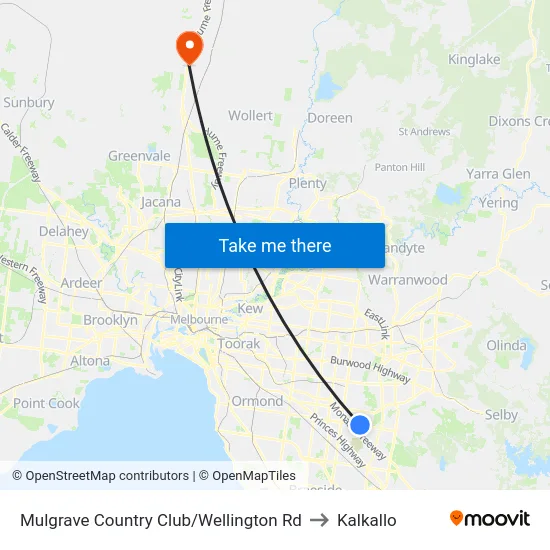 Mulgrave Country Club/Wellington Rd to Kalkallo map