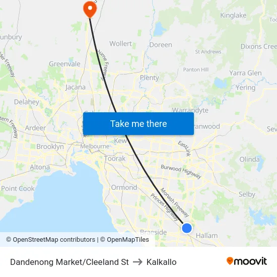 Dandenong Market/Cleeland St to Kalkallo map