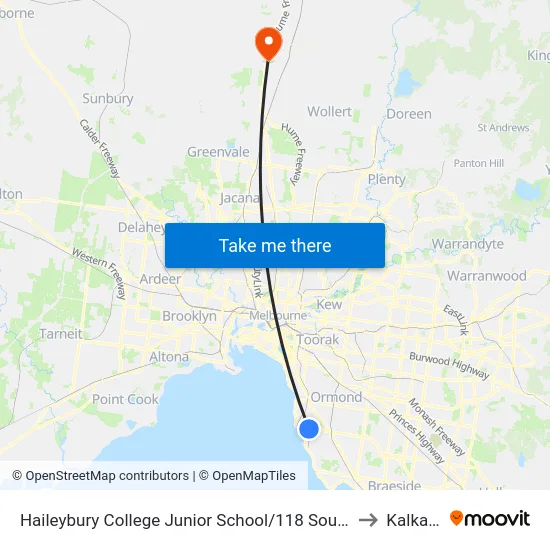 Haileybury College Junior School/118 South Rd to Kalkallo map