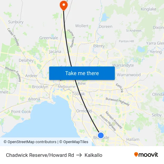 Chadwick Reserve/Howard Rd to Kalkallo map