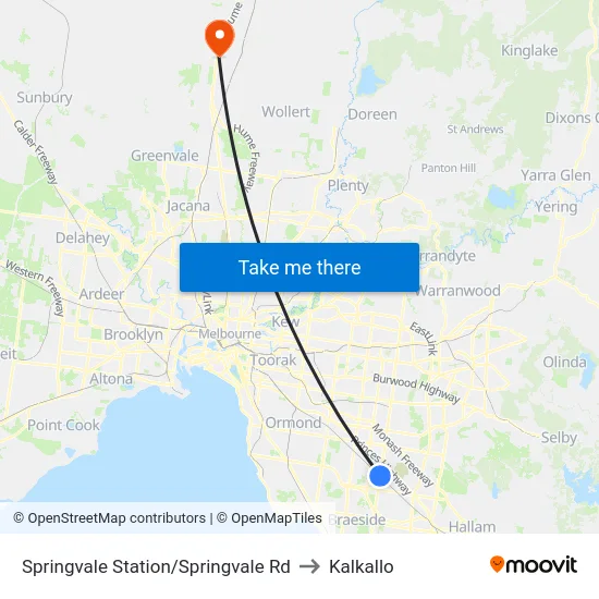 Springvale Station/Springvale Rd to Kalkallo map