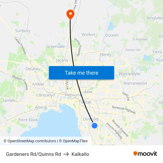 Gardeners Rd/Quinns Rd to Kalkallo map
