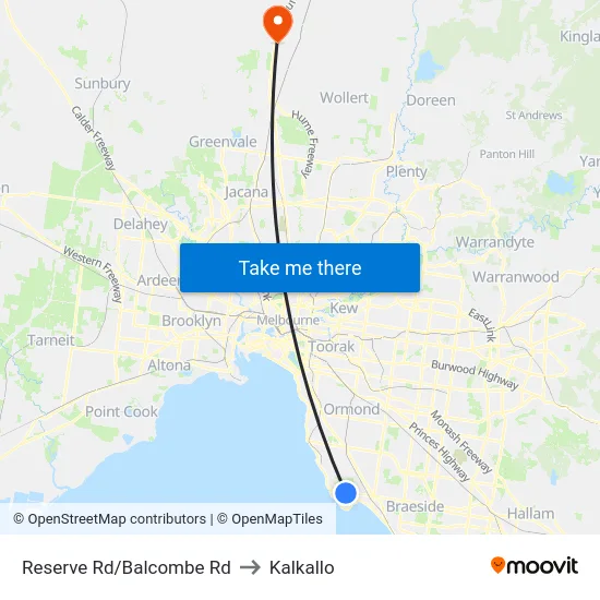 Reserve Rd/Balcombe Rd to Kalkallo map