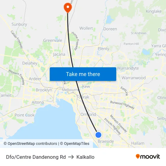 Dfo/Centre Dandenong Rd to Kalkallo map