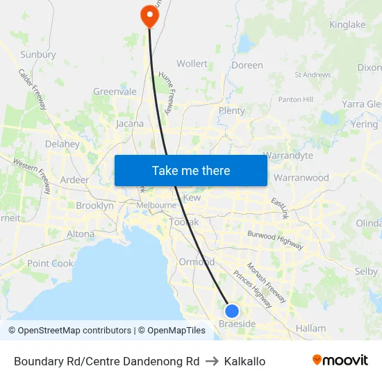 Boundary Rd/Centre Dandenong Rd to Kalkallo map