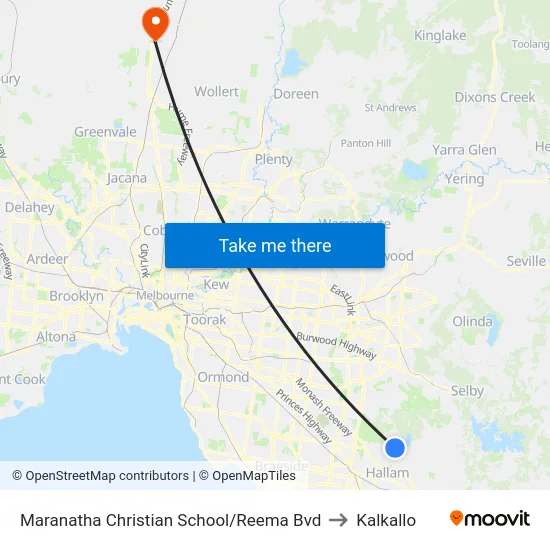 Maranatha Christian School/Reema Bvd to Kalkallo map