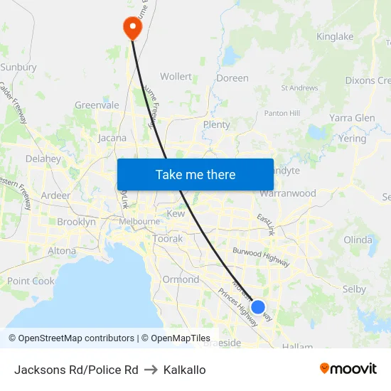 Jacksons Rd/Police Rd to Kalkallo map