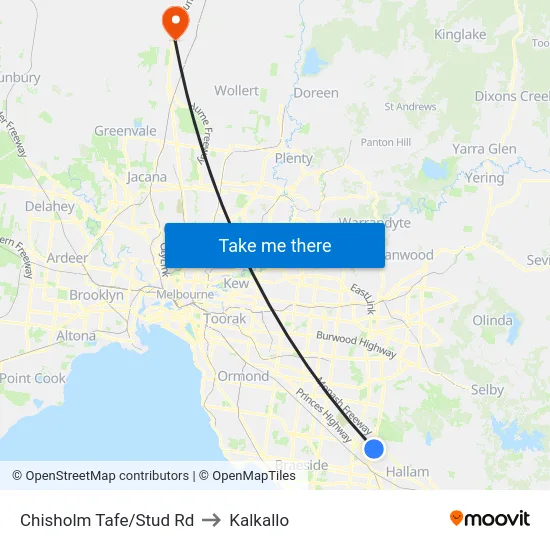 Chisholm Tafe/Stud Rd to Kalkallo map