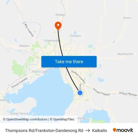 Thompsons Rd/Frankston-Dandenong Rd to Kalkallo map