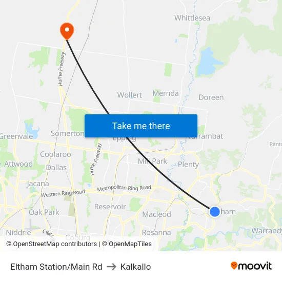 Eltham Station/Main Rd to Kalkallo map