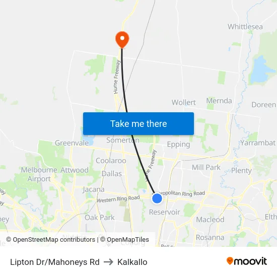 Lipton Dr/Mahoneys Rd to Kalkallo map