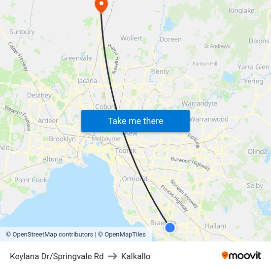 Keylana Dr/Springvale Rd to Kalkallo map