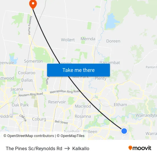 The Pines Sc/Reynolds Rd to Kalkallo map