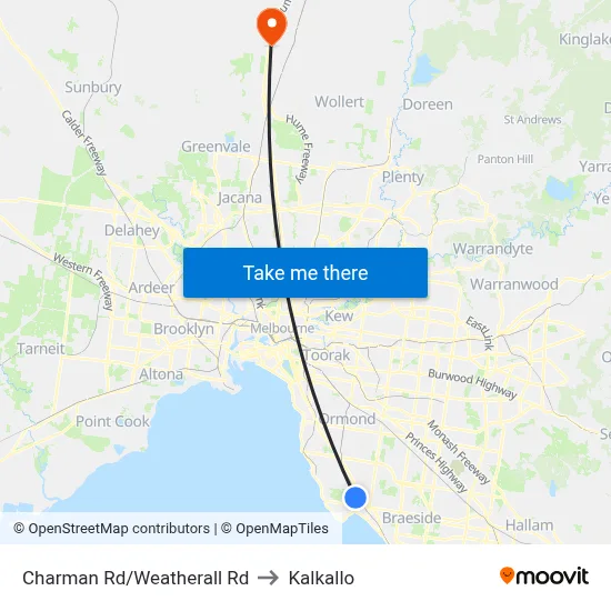 Charman Rd/Weatherall Rd to Kalkallo map