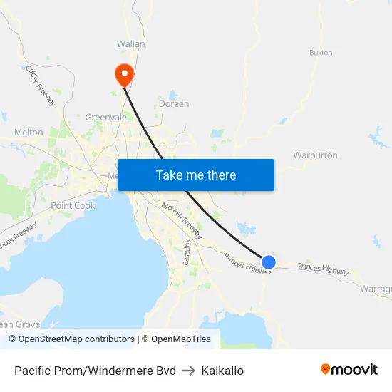 Pacific Prom/Windermere Bvd to Kalkallo map