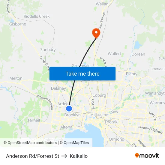 Anderson Rd/Forrest St to Kalkallo map