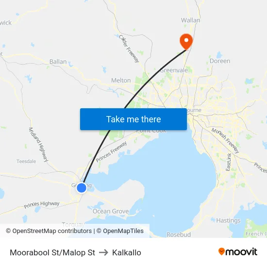 Moorabool St/Malop St to Kalkallo map