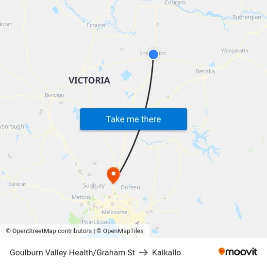 Goulburn Valley Health/Graham St to Kalkallo map