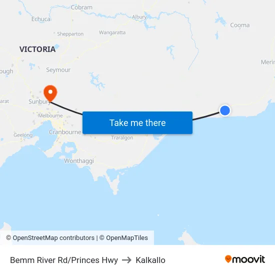 Bemm River Rd/Princes Hwy to Kalkallo map