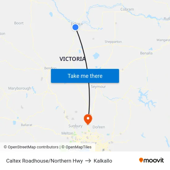 Caltex Roadhouse/Northern Hwy to Kalkallo map