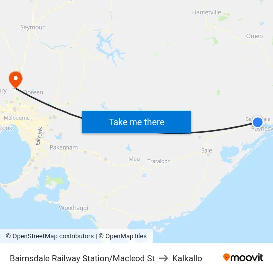 Bairnsdale Railway Station/Macleod St to Kalkallo map