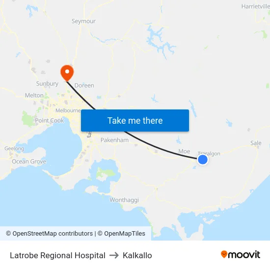 Latrobe Regional Hospital to Kalkallo map
