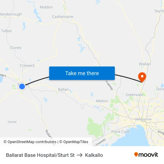 Ballarat Base Hospital/Sturt St to Kalkallo map