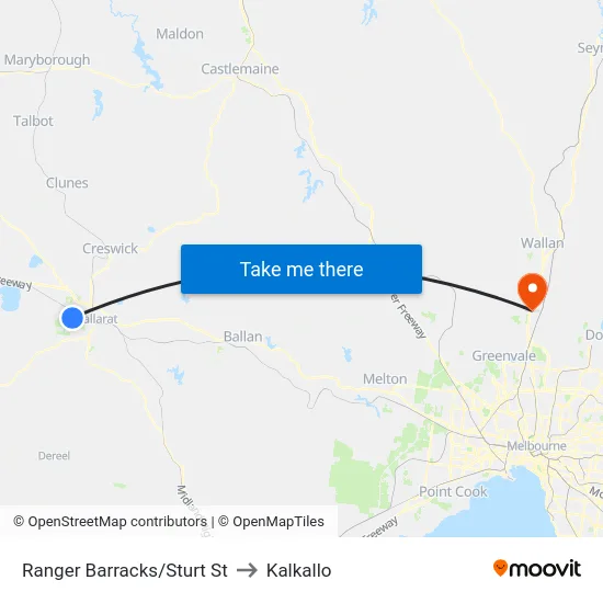 Ranger Barracks/Sturt St to Kalkallo map