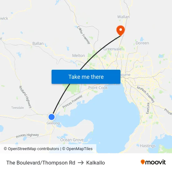 The Boulevard/Thompson Rd to Kalkallo map