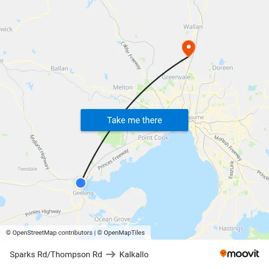 Sparks Rd/Thompson Rd to Kalkallo map