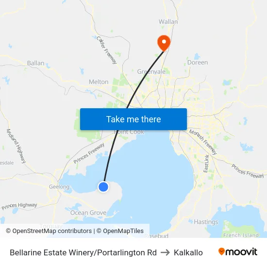 Bellarine Estate Winery/Portarlington Rd to Kalkallo map