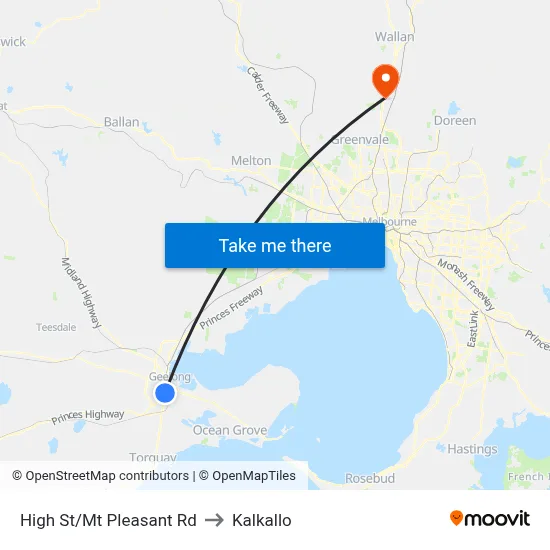 High St/Mt Pleasant Rd to Kalkallo map