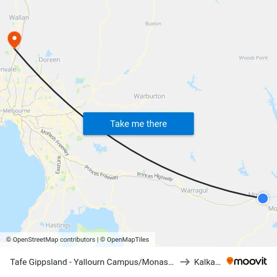 Tafe Gippsland - Yallourn Campus/Monash Rd to Kalkallo map