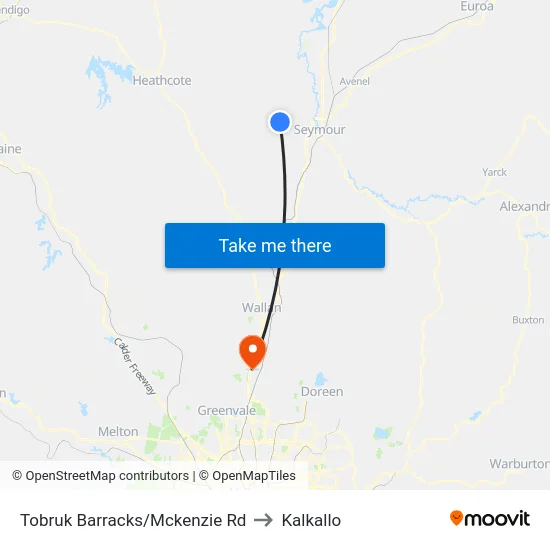 Tobruk Barracks/Mckenzie Rd to Kalkallo map