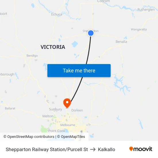 Shepparton Railway Station/Purcell St to Kalkallo map