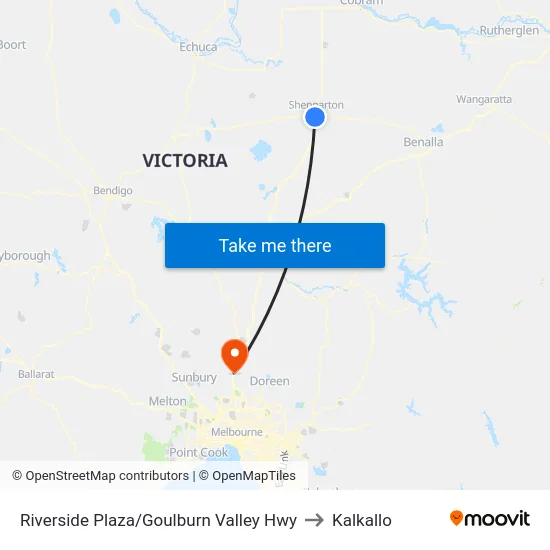 Riverside Plaza/Goulburn Valley Hwy to Kalkallo map