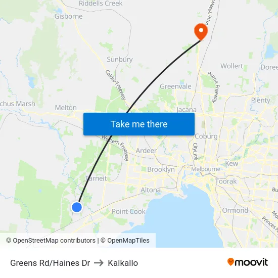 Greens Rd/Haines Dr to Kalkallo map