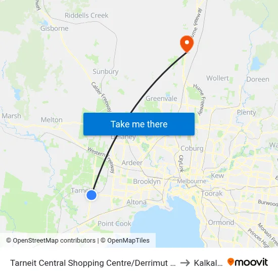 Tarneit Central Shopping Centre/Derrimut Rd to Kalkallo map