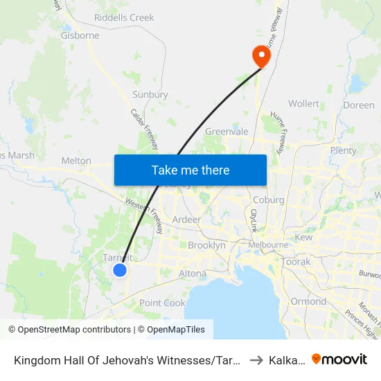 Kingdom Hall Of Jehovah's Witnesses/Tarneit Rd to Kalkallo map