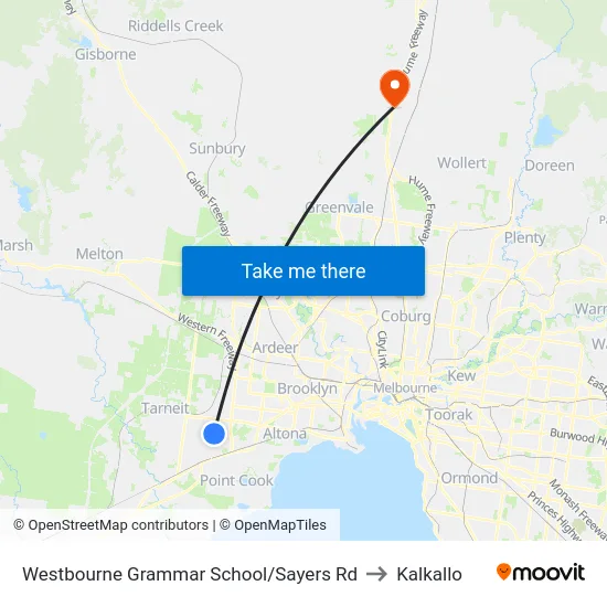 Westbourne Grammar School/Sayers Rd to Kalkallo map