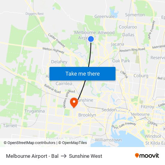 Melbourne Airport - Bal to Sunshine West map