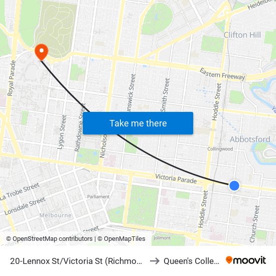 20-Lennox St/Victoria St (Richmond) to Queen's College map