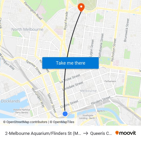 2-Melbourne Aquarium/Flinders St (Melbourne City) to Queen's College map