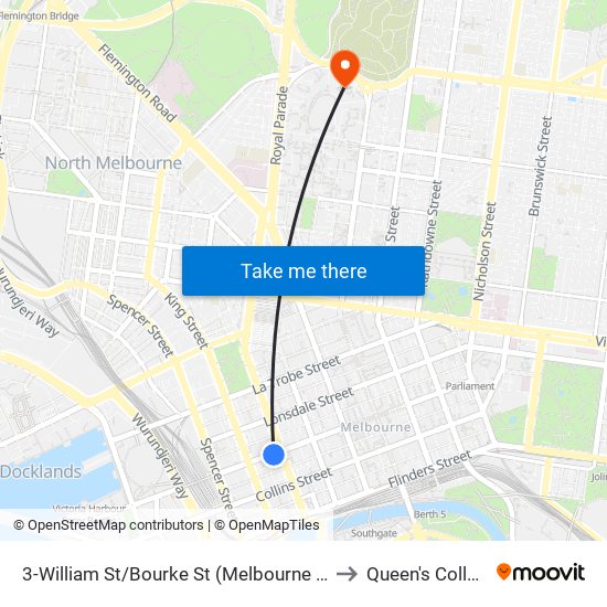 3-William St/Bourke St (Melbourne City) to Queen's College map