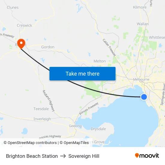 Brighton Beach Station to Sovereign Hill map