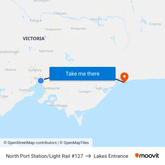 North Port Station/Light Rail #127 to Lakes Entrance map