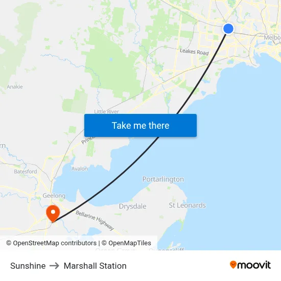 Sunshine to Marshall Station map