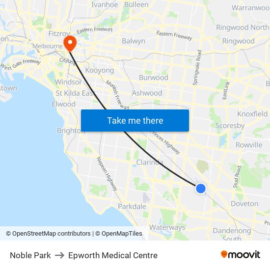 Noble Park to Epworth Medical Centre map